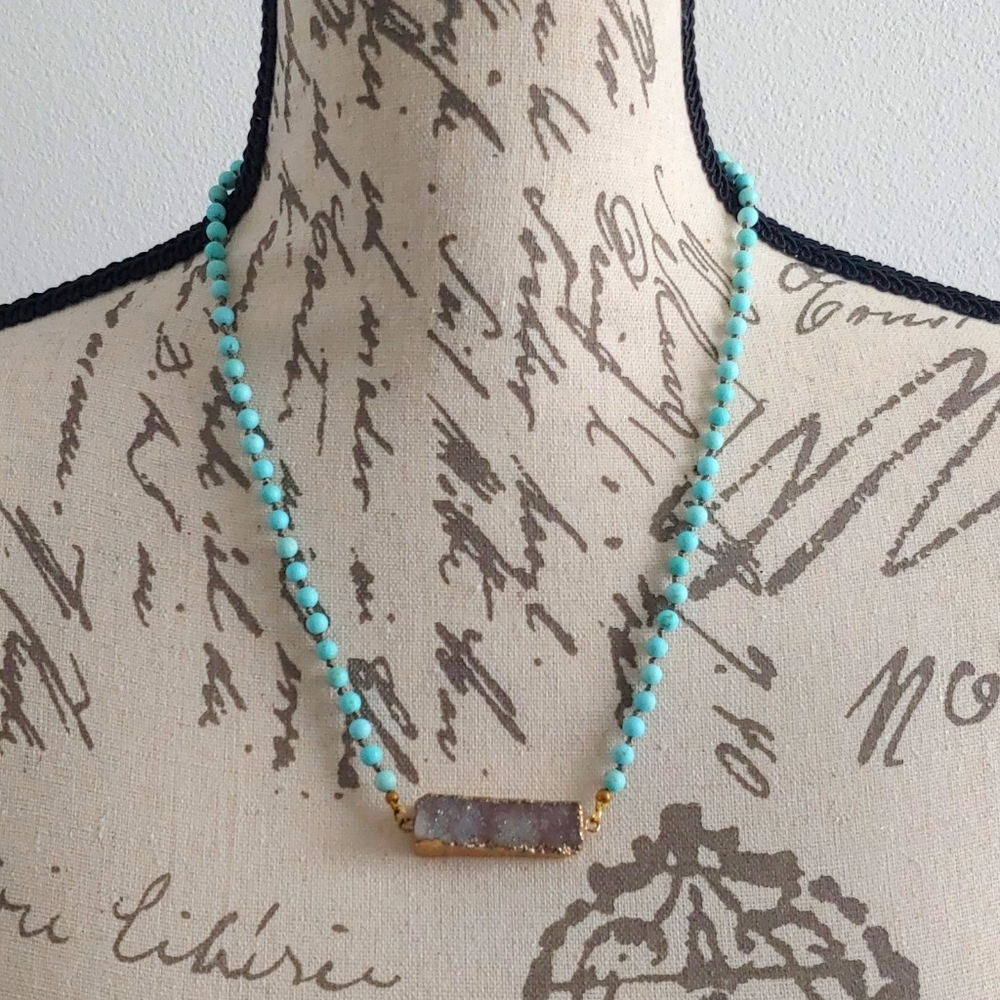 Safanyu Druzy Turquoise Necklace